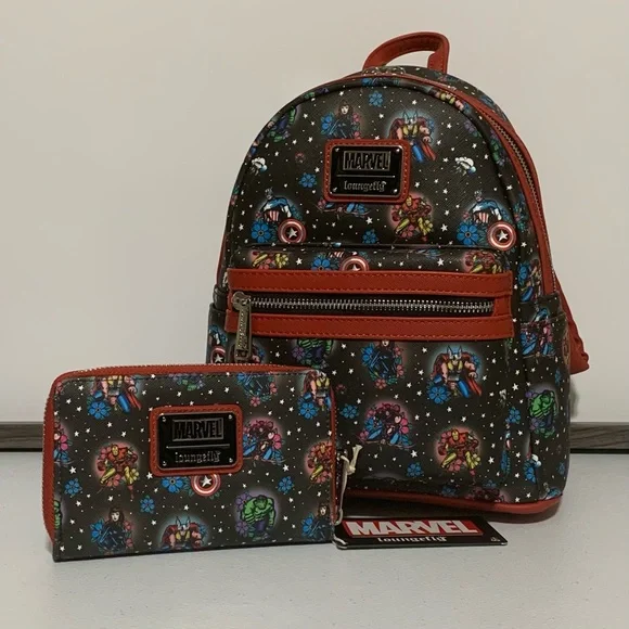 Loungefly Marvel Avengers Tattoo Mini Backpack and Zip-Around Wallet Set - Picture 13 of 13